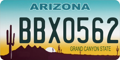 AZ license plate BBX0562