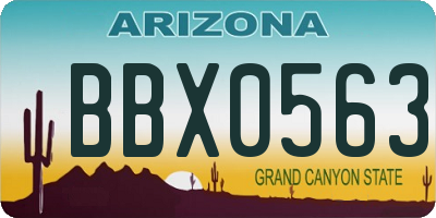 AZ license plate BBX0563