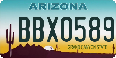 AZ license plate BBX0589