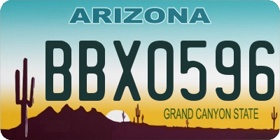 AZ license plate BBX0596