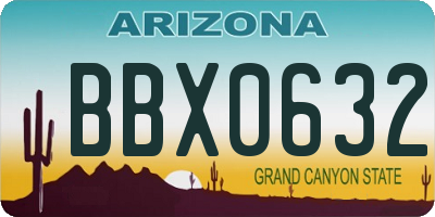 AZ license plate BBX0632