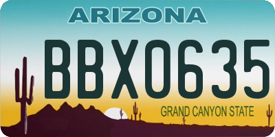 AZ license plate BBX0635