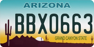 AZ license plate BBX0663