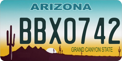 AZ license plate BBX0742