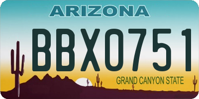 AZ license plate BBX0751