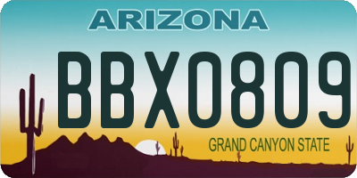 AZ license plate BBX0809