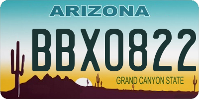 AZ license plate BBX0822