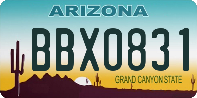 AZ license plate BBX0831