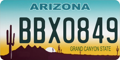 AZ license plate BBX0849