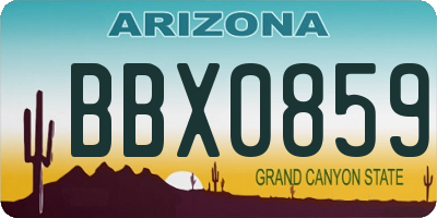 AZ license plate BBX0859