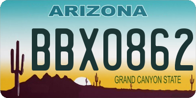 AZ license plate BBX0862