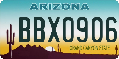 AZ license plate BBX0906