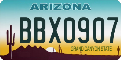 AZ license plate BBX0907