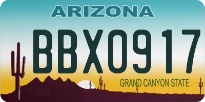 AZ license plate BBX0917