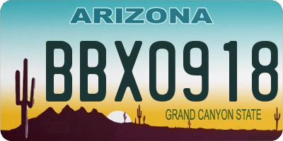 AZ license plate BBX0918