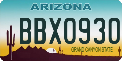 AZ license plate BBX0930