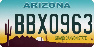 AZ license plate BBX0963