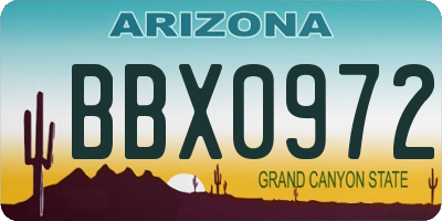 AZ license plate BBX0972