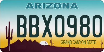 AZ license plate BBX0980