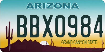 AZ license plate BBX0984