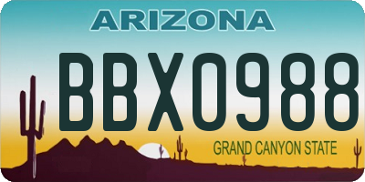 AZ license plate BBX0988