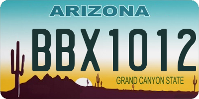 AZ license plate BBX1012