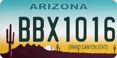 AZ license plate BBX1016