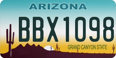 AZ license plate BBX1098