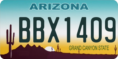 AZ license plate BBX1409