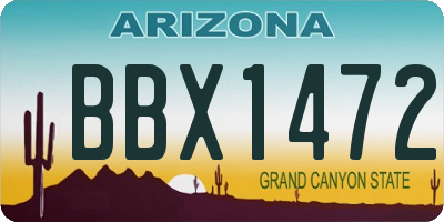 AZ license plate BBX1472