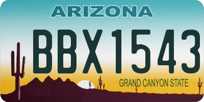 AZ license plate BBX1543