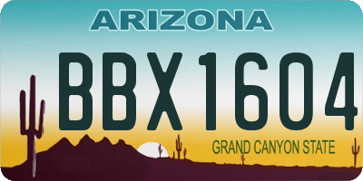 AZ license plate BBX1604