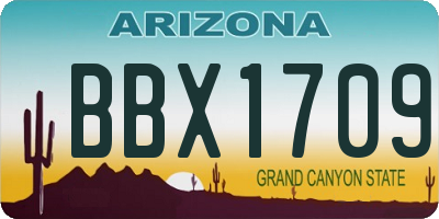 AZ license plate BBX1709