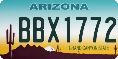 AZ license plate BBX1772