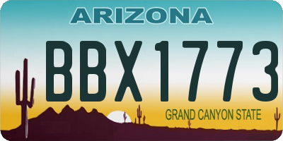 AZ license plate BBX1773