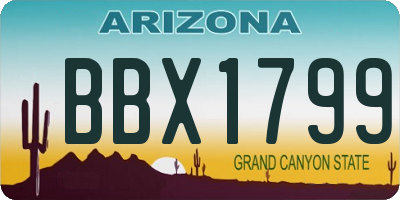 AZ license plate BBX1799