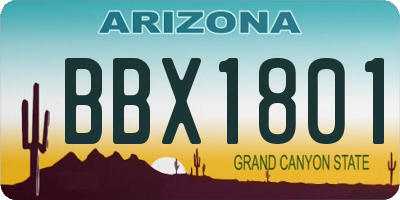 AZ license plate BBX1801