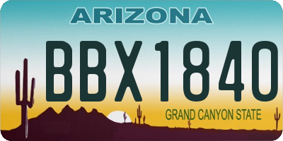 AZ license plate BBX1840