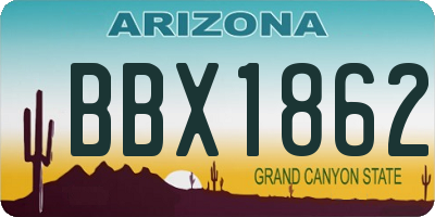 AZ license plate BBX1862