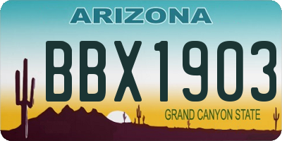 AZ license plate BBX1903