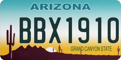 AZ license plate BBX1910