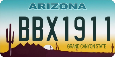 AZ license plate BBX1911