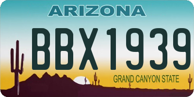 AZ license plate BBX1939