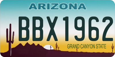 AZ license plate BBX1962