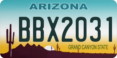 AZ license plate BBX2031