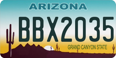 AZ license plate BBX2035