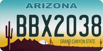 AZ license plate BBX2038