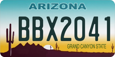 AZ license plate BBX2041