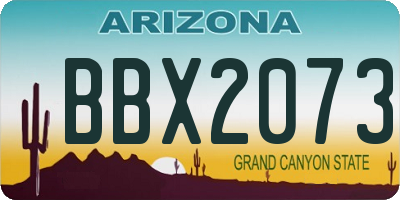 AZ license plate BBX2073