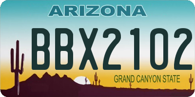 AZ license plate BBX2102